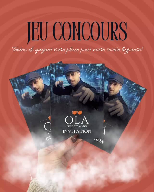 JEU CONCOURS ANNIVERSAIRE OLA 🎂

Comme chaque année, on aime fêter notre anniversaire avec vous! 

Et cette fois, on vous a préparé une soirée qu’on n’est pas prêts d’oublier : une soirée hypnose avec @pavlof_officiel l’hypnotiseur belge qui va vous faire voyager entre rires, émotions et surprises. 😮 

Envie d’en faire partie ?
👉 Tentez de gagner vos invitations pour cette soirée unique :

1️⃣ Likez ce post
2️⃣ Identifiez la personne avec qui vous viendriez
3️⃣ Suivez @ola_opticien

Tirage au sort le 20 novembre ! 
On a hâte de célébrer cet anniversaire à vos côtés 💛

#ola #amiens #anniversaire #lunettes #opticien #hypnose